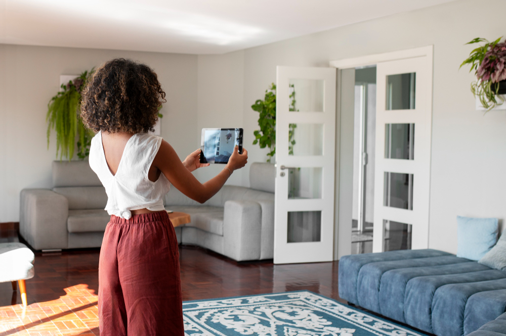 person taking photo of property