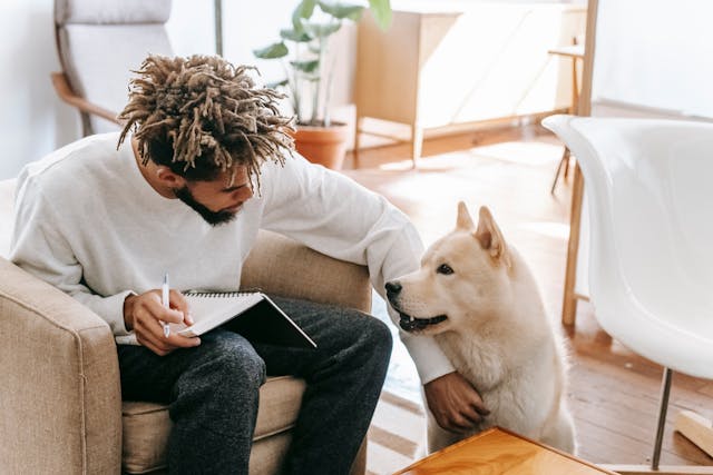 tenant petting dog
